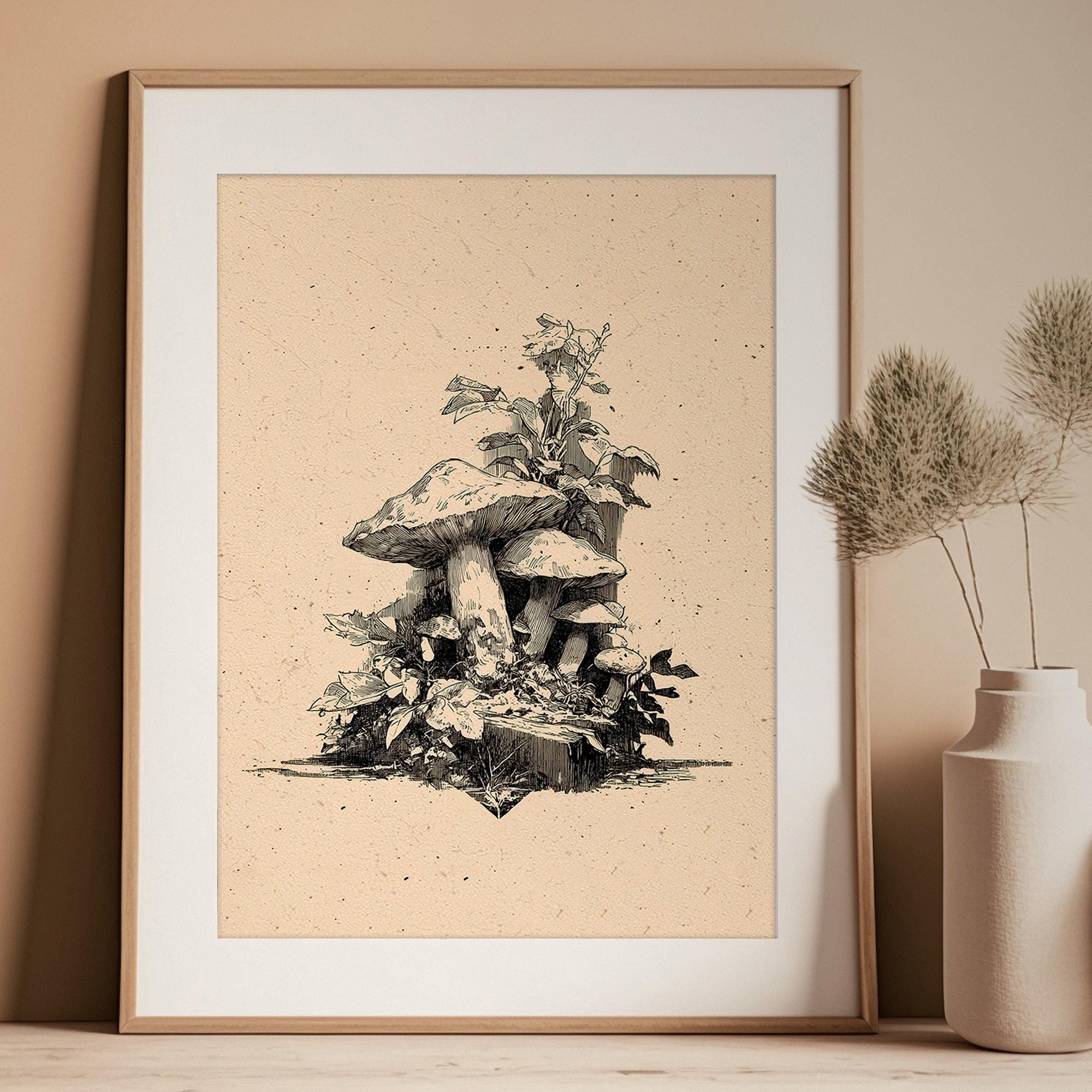 AEHIE Vintage Mushroom Wall Art Print, Retro Mushroom Nature Poster Prints Wall - View #14
