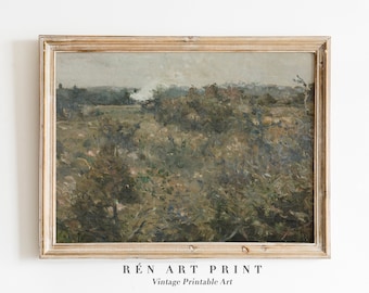Pintura de paisaje arte de pared imprimible / decoración de la pared de la granja / impresión de verano vintage / decoración cottagecore / pintura antigua descarga digital