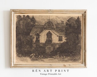 Vintage Haunted House Print | Moody Gothic Wall Art (Digital Download)