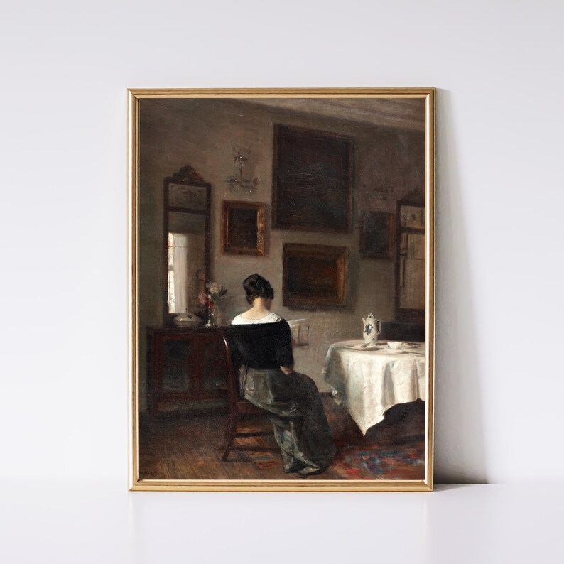 Vintage Woman Portrait Print | Moody Oil Painting (Digital Download) image 5