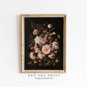 Stimmungsvolle Blumendrucke Wandkunst | Vintage Blumenstrauß Kunstdruck | Cottagecore Dekor | Küchen Wandkunst |Antike botanische Wanddekoration