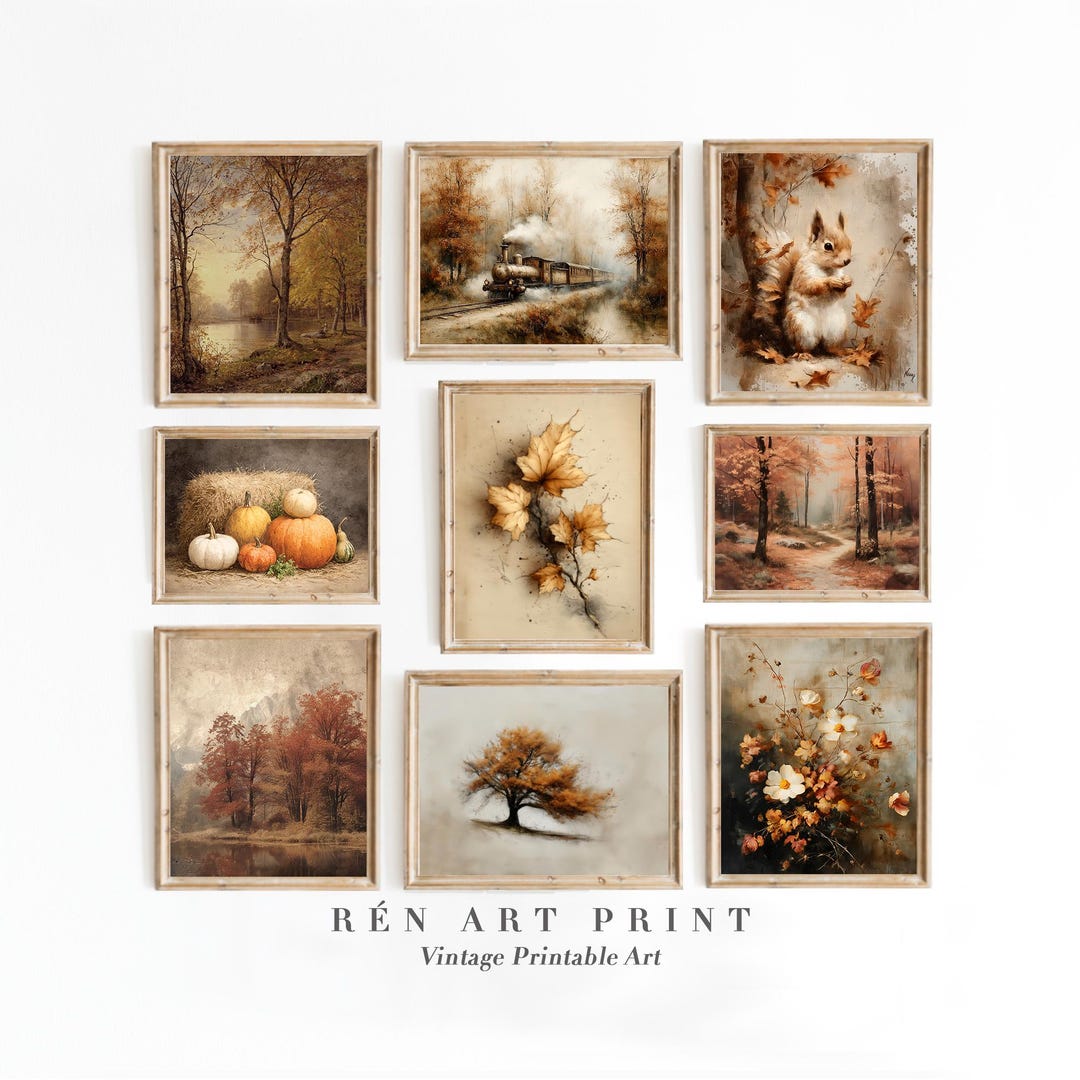 Vintage Fall Gallery Wall Art | Rustic Autumn Prints (digital Download ...