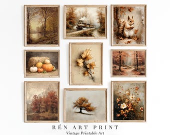 Vintage herfstgalerij muurkunst | Rustieke herfstprints (digitale download)