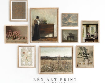 Vintage Galerie Wandbild Set | Digitaler Download | French Country Prints | Antikes Gemälde Wohnzimmer Wand Dekor | Druckbare Wandkunst Set