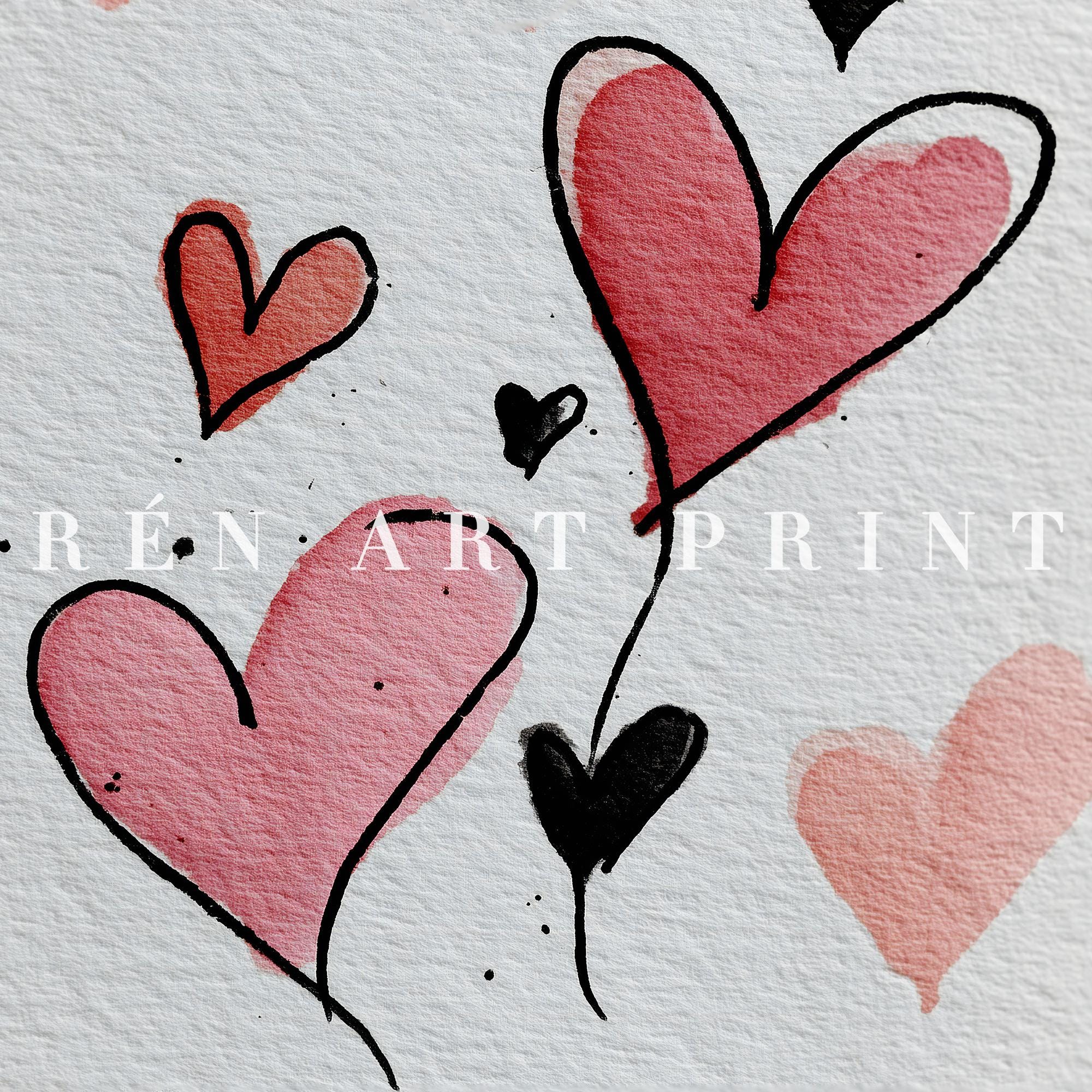 Minimal Heart Print | Romantic Valentine Wall Art | Soft Pink Love Wall ...