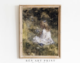 Vintage Girl Portrait Print | Antique Farmhouse Nursery Art (Digital Download)