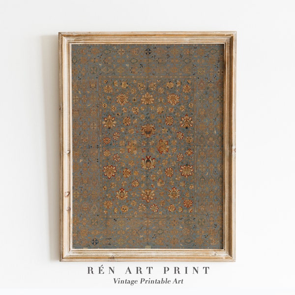 Antique Textile Wall Art | Vintage Tapestry Digital PRINTABLE | Rug Pattern Wall Art | Modern Farmhouse Wall Decor | Eclectic Art Print
