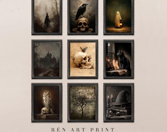 Vintage Gothic Halloween Print Set | Spooky Gallery Wall (Digital Download)