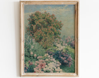 Vintage Wildflower Landscape Painting | Antique Spring Print (Digital Download)