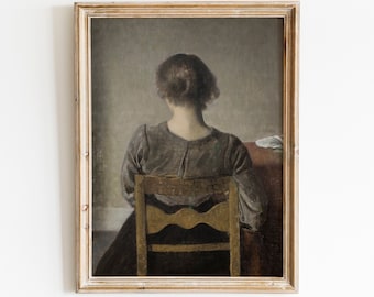 Vintage Woman Portrait Print | Moody Antique Wall Art (Digital Download)