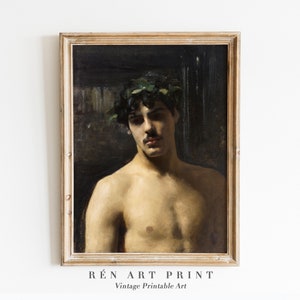 Vintage Man Portrait Painting | Man Wearing Laurels by John Singer Sargent | Fine Art Print | Portrait of a Young Man | PRINTABLE Wall Art