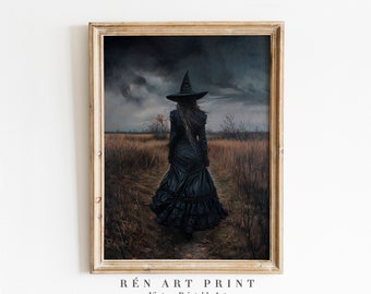 Antique Gothic Witch Painting | Whimsigoth Halloween Print (Digital Download)