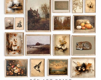 Vintage Farmhouse Autumn Print Set | Rustic Fall Gallery Wall (Digital Download)