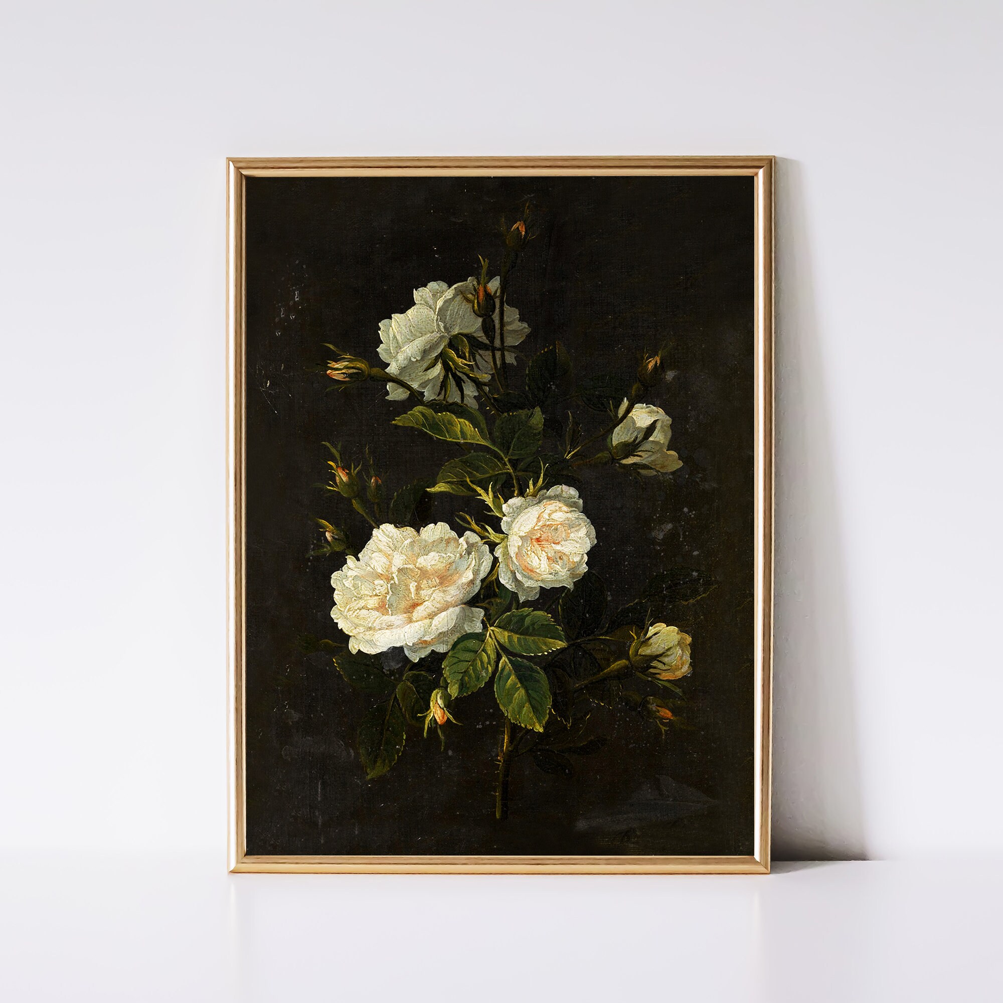 Antique Rose Oil Painting | Moody Floral Print (digital Download) - Etsy