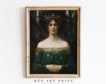 Victorian Woman Portrait Print | Dark Academia Wall Art (Digital Download)