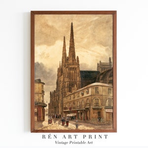 Antique Cityscape Oil Painting | Vintage Architecture Art Print | City Architecture Oil Painting | Digital Download | Printable Wall Art