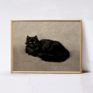 Vintage Black Cat Printable Art | Halloween Wall Decor | Dark ...