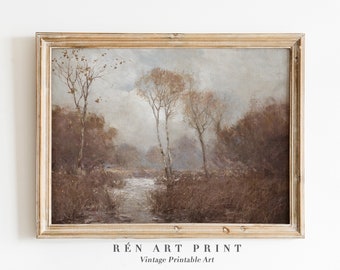 Vintage Herbst Landschaft Gemälde | Landhaus Wanddeko (Digitaler Download)