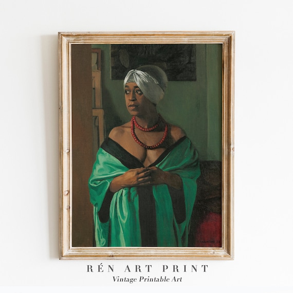 Vintage Black Woman Portrait | Antique Oil Painting (Digital Download)