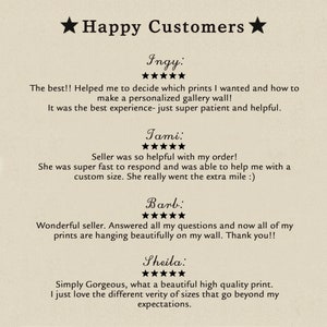 May include: A beige background with the text "Happy Customers" and customer reviews. Each review includes a customer's name, a five-star rating, and a short description of their experience with the product.
