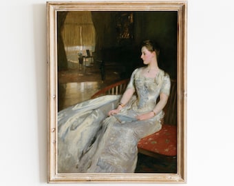 Antique Woman Portrait Painting | Vintage Farmhouse Decor (Digital Download)
