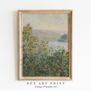 Vintage Landscape Painting Printable Wall Art | Wildflower Oil Painting Digital Download | Farmhouse Wall Art | Antique Summer Wall Decor