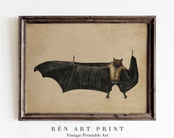 Antique Bat Art Print | Vintage Gothic Decor (Digital Download)