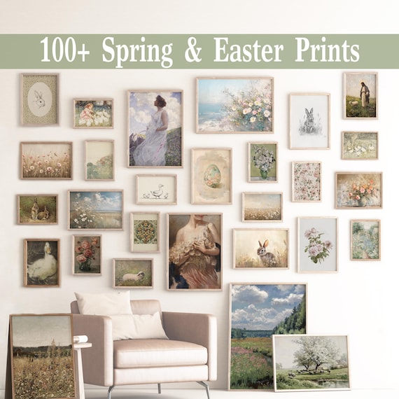 Vintage Easter Prints | Spring Farmhouse Gallery Wall Set (Digital Download)