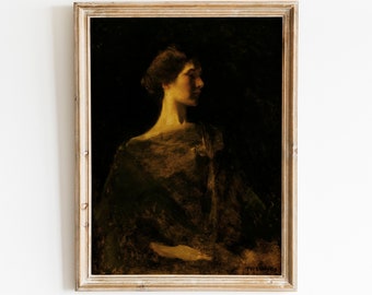 Vintage Woman Portrait Print | Dark Academia Wall Art (Digital Download)