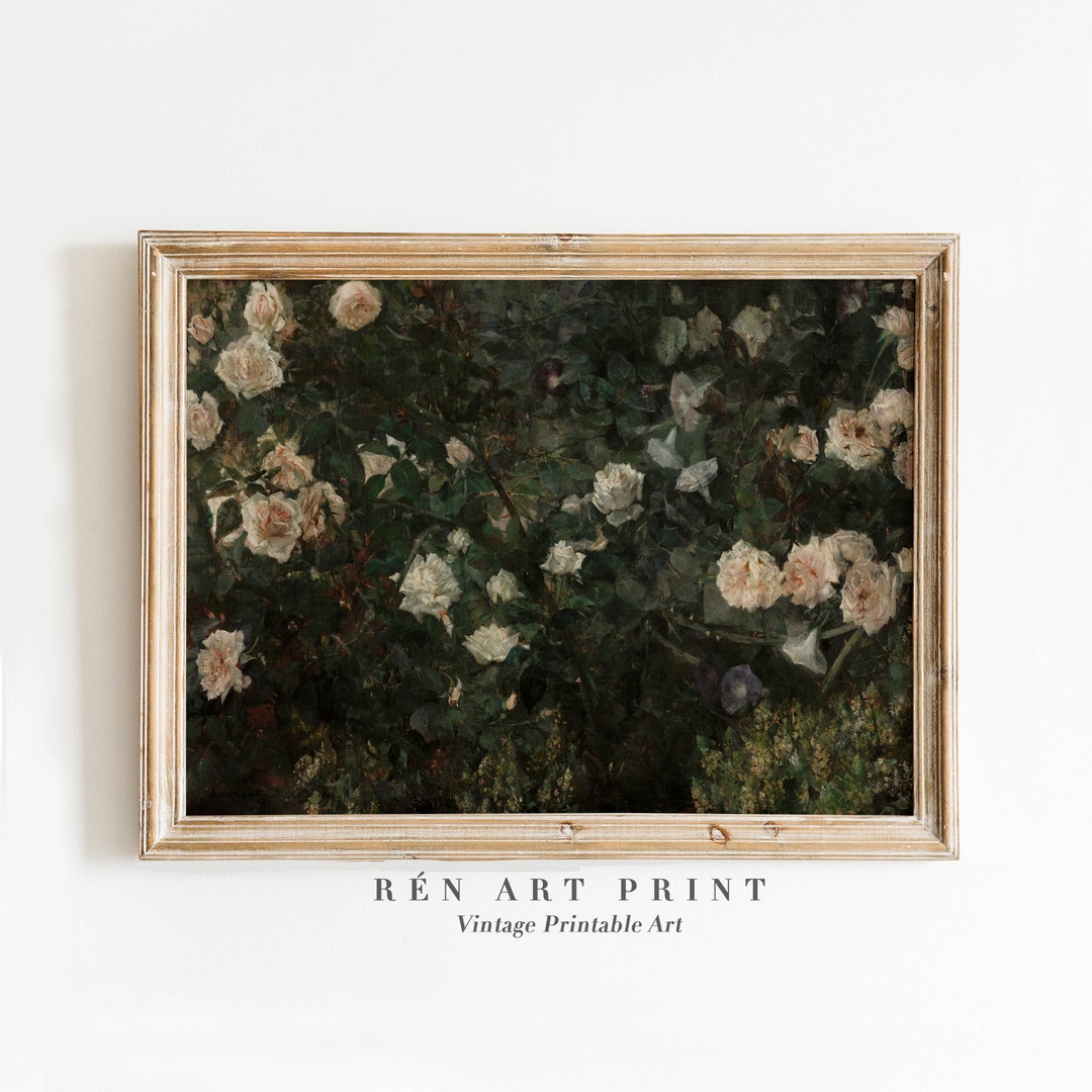 Vintage Rose Garden Oil Painting | Antique Floral Printable (digital ...