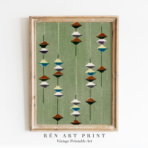 Japandi Wall Decor | Muted Green Modern Art Print | Vintage Japanese Wall Art PRINTABLE