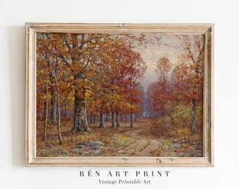 Vintage Autumn Landscape Painting | Fall Printable Art (Digital Download)