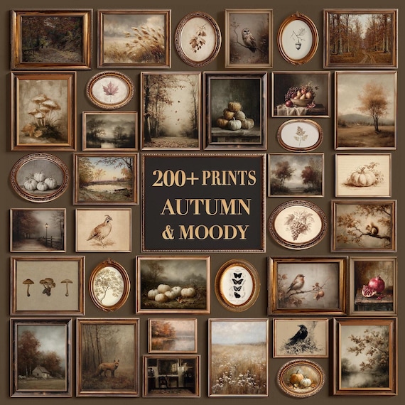 Vintage Autumn Print Bundle: 200+ Moody Fall Gallery Wall Set (Digital Download)
