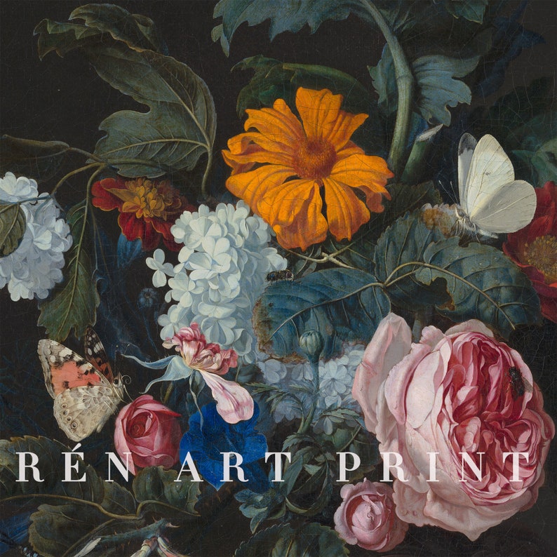 Vintage Flower Painting Wall Art Antique Still Life Etsy