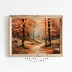 Printable Autumn Landscape Painting | Vintage Fall Wall Art | Cottagecore Autumn Decor | Warm Tone Print | Seasonal Fall Forest Wall Print