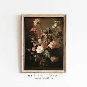 Vintage Floral Painting | Moody Victorian Still Life Art (Digital Download)