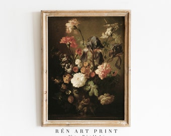 Vintage Floral Painting | Moody Victorian Still Life Art (Digital Download)