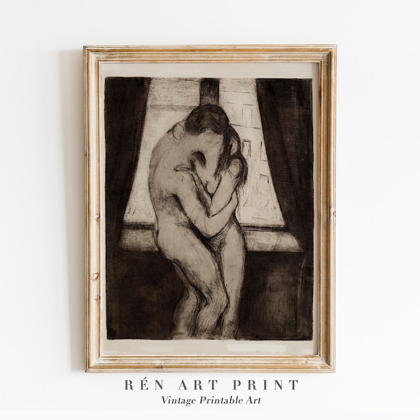 Edvard Munch 'The Kiss' Print: Vintage Romantic Wall Art (Digital Download)