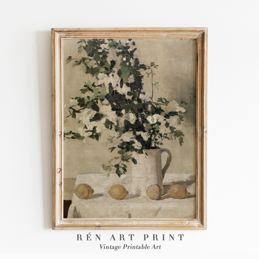 Vintage Flower Painting Printable Wall Art Farmhouse Wall Decor