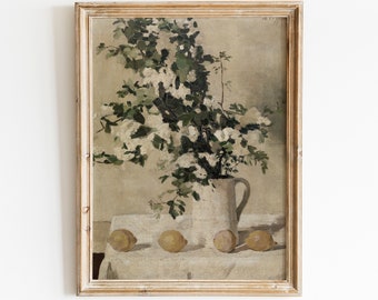 Peinture florale antique de nature morte | Décoration country française (téléchargement numérique)