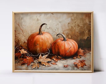 Vintage Pumpkin Painting Print | Cottagecore Autumn Wall Art (Digital Download)