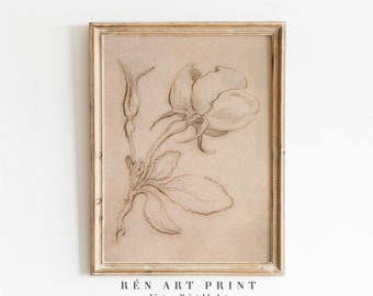 Stampa di schizzo di rosa antica / Disegno botanico vintage (download digitale)