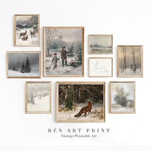 Winter Gallery Wall Set Printable | Vintage Christmas Prints | Rustic Holiday Decor | Antique Winter Prints | Christmas Gallery Wall Prints