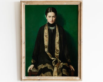 Vintage Lady Portrait Print | Dark Academia Wall Art (Digital Download)