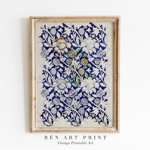 Vintage Textile Wall Art | William Morris Print | Farmhouse Eclectic Wall Decor | Neutral Tapestry Wall Art | William Morris PRINTABLE Art