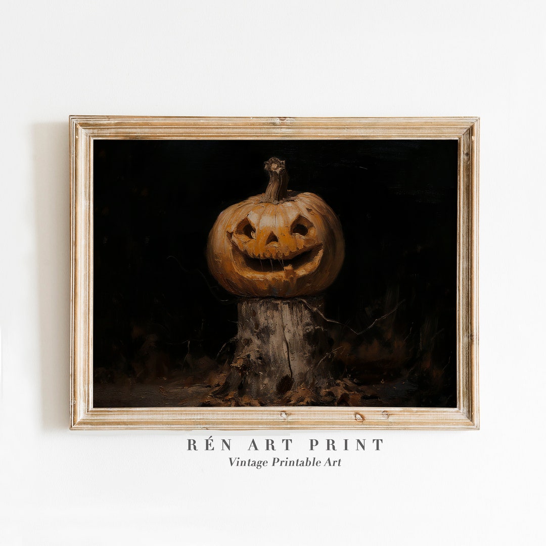 Vintage Jack O Lantern Print | Primitive Halloween Wall Art (digital ...
