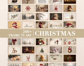 200+ Vintage Christmas Frame TV Art Set | Winter Holiday Digital Download