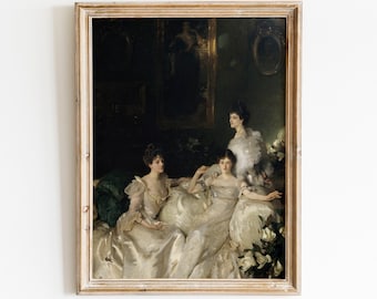 Victorian Women Oil Painting Print | Antique Portrait Wall Art (Digital Download)