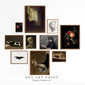 Dark Academia Gallery Wall Print Set of 10 | Vintage Art Prints | Moody Gallery Wall Set | Antique Victorian Art Decor | Printable Art