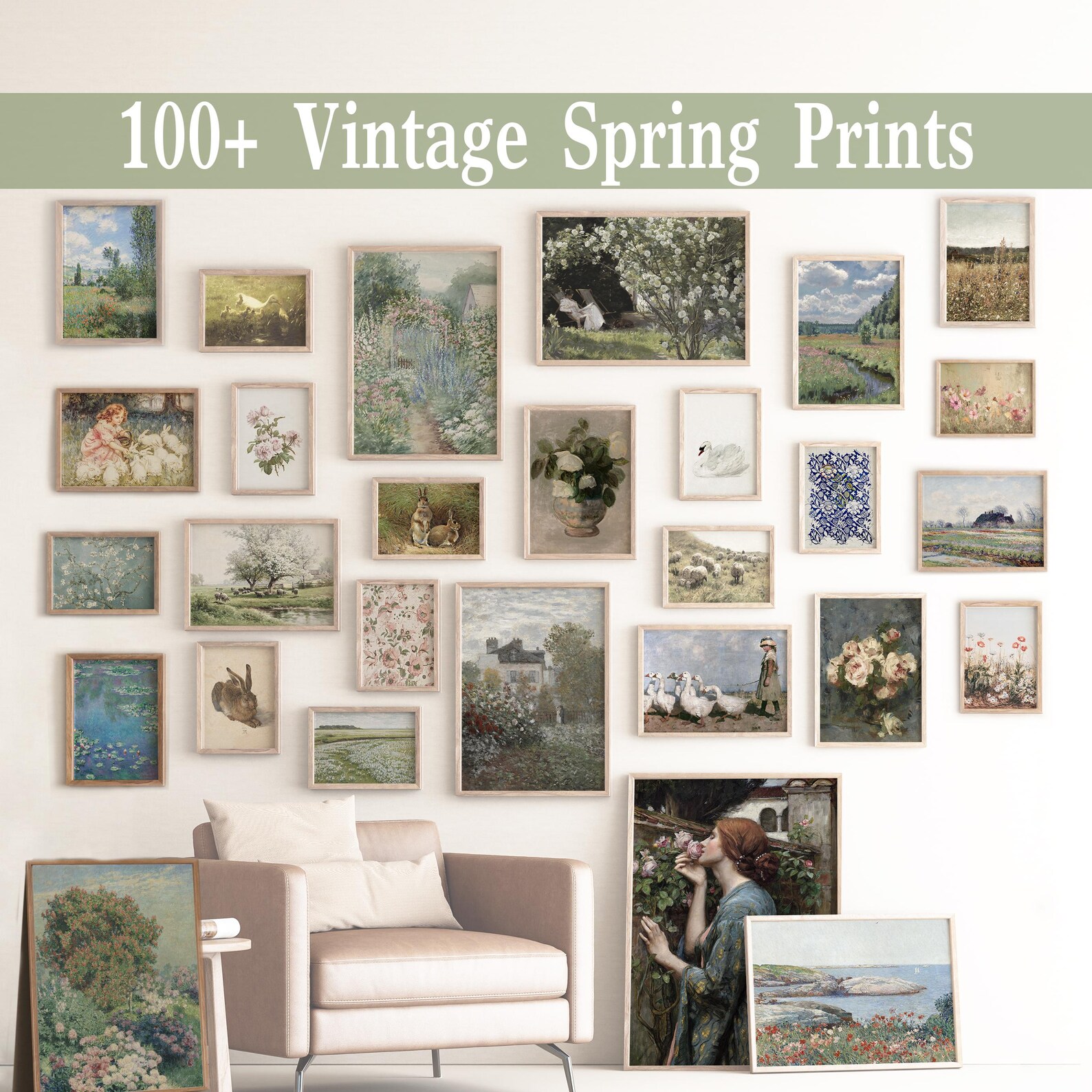 Vintage Spring Prints | Easter Gallery Wall Set | French Country Decor ...